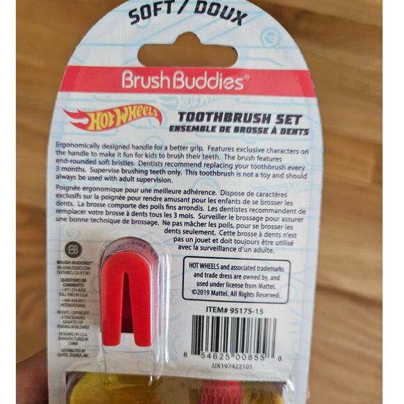 Brush Buddies Hot Wheels Toothbrush Set w/ Soft Toothbrush Cap Rinsing Cup - Picture 4 of 5